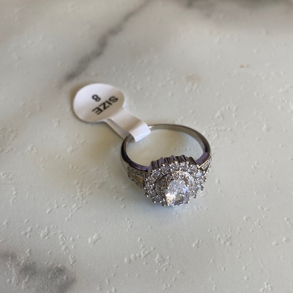 CZ Diamond and Silver ring Size 8 - Picture 3 of 5